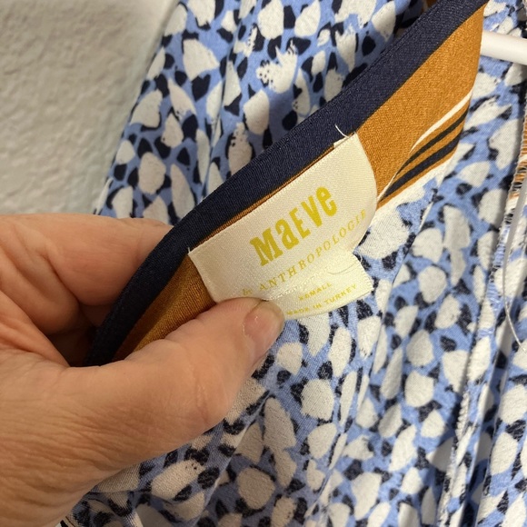 Anthro 🔥SALE🔥Maeve navy print top XSmall oversized New - Picture 3 of 6